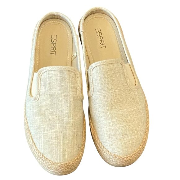 Espirit Neema Espadrille Slip On Mules Sz 6.5 Beige Canvas Linen-Look #36S - Picture 3 of 9